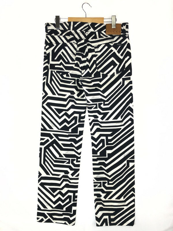 【中古】【メンズ】 GUCCI グッチ 90S PRINT JEANS 90年代 総柄 プリント ジーンズ ボトムス デニムパンツ 152-240831-mo-9-tag サイズ：48 カラー：ブラック/ホワイト 万代Net店
