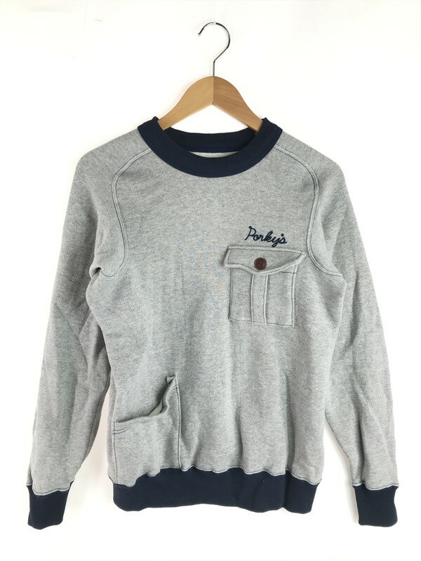 【中古品】【メンズ】 CUSHMAN クッシュマン ×PORKY'S ポーキーズ 別注 FREEDOM SLEEVE SWEAT with POCKET ツートンフリーダムスリーブスウェットウィズポケット トレーナー トップス 145-250515-ki-02-tag サイズ:M カラー:グレー 万代Net店