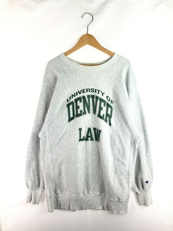 【現状渡し品】【メンズ】 Champion チャンピオン 90’s REVERSE WEAVE UNIVERSITY OF DENVERLAW PRINT SWEAT 90年代 リバースウィーブ フロントプリント スウェット トレーナー トップス ヴィンテージ 146-250727-rt-16-tag サイズ：XXL カラー：グレー 万代Net店