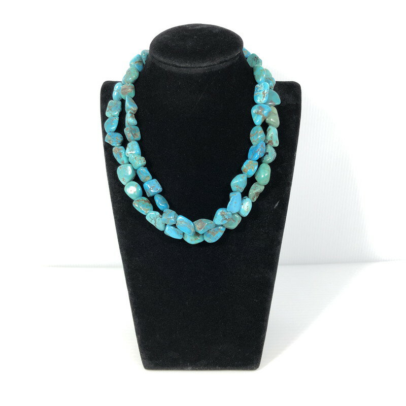 【中古品】【メンズ】 NAVAJO ナバホ族 OBARSE作 SV925 2連 ターコイズ ネックレス アクセサリー 191-250827-hi-04-tag ...