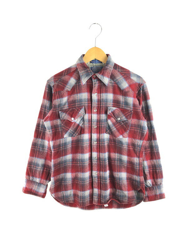 【中古品】【メンズ】 PENDLETON ペンドルトン 70s' HIGH GRADE WESTERN WEAR OMBRE CHECK WOOL WESTERN SHIRT 70年代 オンブレ ウールウエスタンシャツ 146-250828-rt-03-tag サイズ：M カラー：レッド 万代Net店
