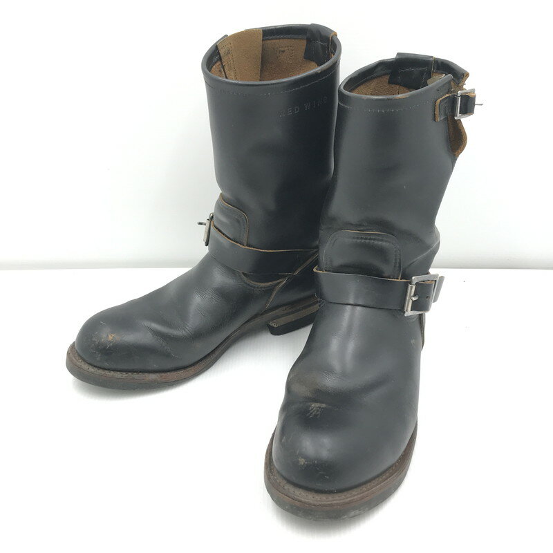 【中古品】【メンズ】 RED WING レッドウィング ENGINEER BOOTS 9268 茶芯 スチールトゥ エンジニアブーツ 靴 164-251112-rt-02-tag サイズ：9D カラー：ブラック 万代Net店