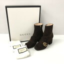  GUCCI グッチ 408210 GG MARMONT FRINGED SUEDE ANKLE BOOTS GGマーモント スエード アンクルブーツ 靴 183-231102-ma-7-tei サイズ：35 1/2 カラー：ブラウン 万代Net店