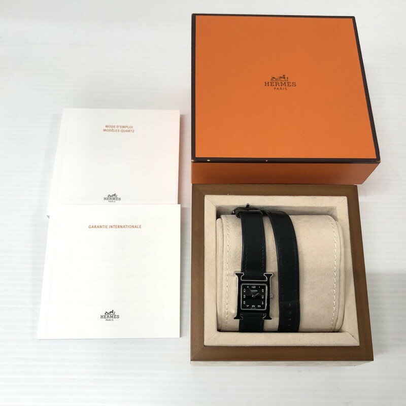 【中古】【レディース】 HERMES エルメス HH1.221 Hウォッチ ドゥブルトゥール 腕時計 182-231130-ma-11-tei カラー：ブラック 万代Net店