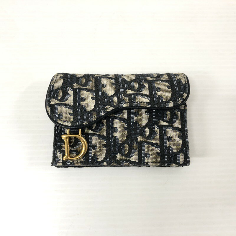 【中古】【レディース】 Christian Dior クリスチャンディオール オブリーク キャンバス サドル ウォレット 二つ折り財布 トロッター 181-231130-ma-14-tei カラー：ネイビー系 万代Net店