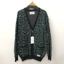 【中古】【メンズ】 WACKO MARIA ワコマリア 23SS-WMK-KN16 LEOPARD JACQUARD CARDIGAN レオパード柄 カーディガン トップス 140-240214-at-9-tei サイズ：L カラー：グリーン 万代Net店