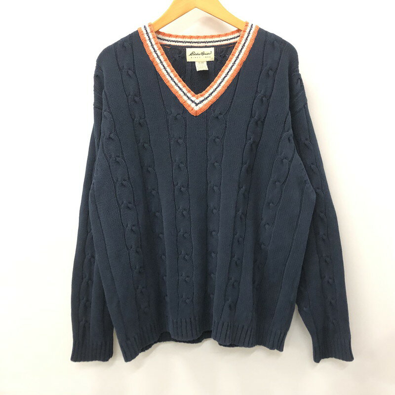 楽天万代Net店【中古】【メンズ】 Eddie Bauer エディー・バウアー 90S コットンニット セーター Vネック 145-240309-tk-11-tei サイズ：M カラー：ネイビー 万代Net店