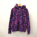 【中古】【メンズ】 A BATHING APE アベイシングエイプ DOUBLE SHARK FULL ZIP ダブル シャーク フル ジップ パーカー トップス 142-240415-at-6-tei サイズ：M カラー：パープル 万代Net店