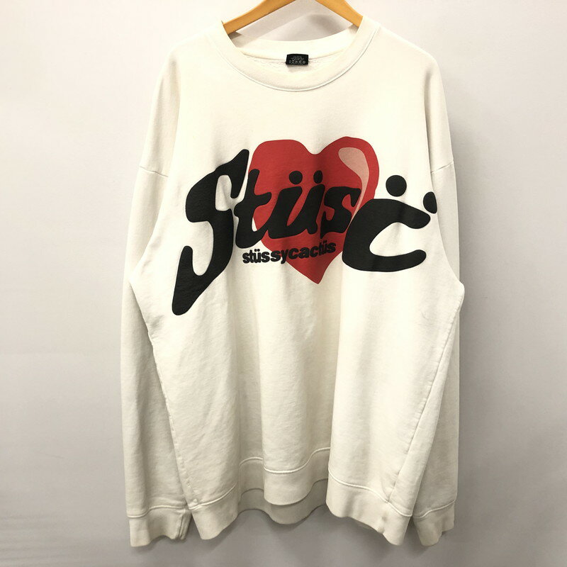 【中古】【メンズ】 STUSSY ステューシー HEART CREW SWEAT SHIRT ハート クルー スウェット シャツ トレーナー 142-240416-tk-11-tei サイズ：XL カラー：ホワイト 万代Net店