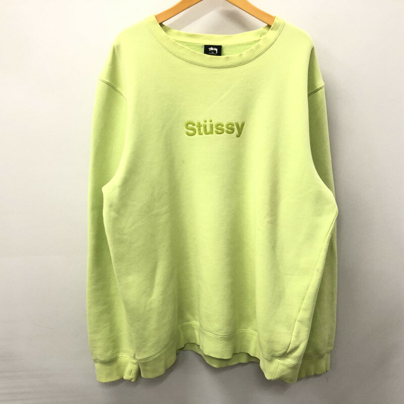 【中古】【メンズ】 STUSSY ステューシー フェルト ロゴ スウェット トレーナー 142-240416-tk-12-tei サイズ：XL カラー：ライム 万代Net店