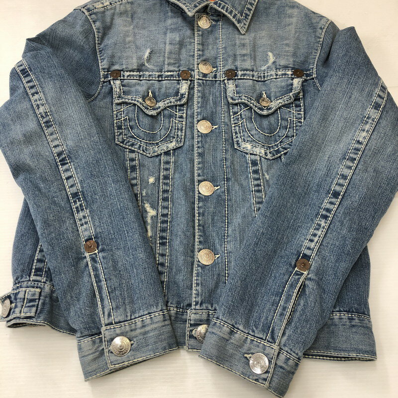 【中古品】【メンズ】 TRUE RELIGION トゥルーレリジョン JIMMY SARAPE BIG T ジミー サラペ ビッグティー デニム トラッカージャケット ライトアウター 145-250430-kk-41-tei サイズ：M カラー：ライトインディゴ 万代Net店
