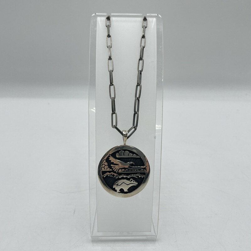 【中古品】【メンズ】 HOPI ホピ族 GERALD LOMAVENTEMA EAGLE&BEAR CHAIN NECKLACE ジェラルドロマベンテマ イーグ...