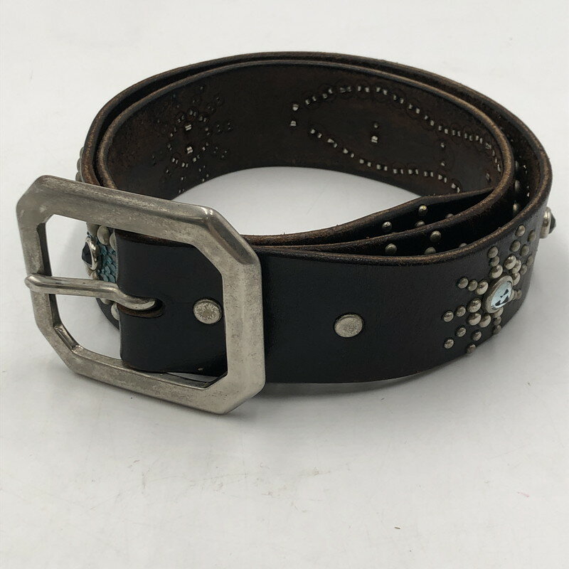 【中古品】【メンズ】 HTC エイチティーシー STINGRAY STUDS LEATHER BELT スティングレイ スタッズ レザーベルト 服飾雑貨 アクセサリー 205-251103-yy-09-tei サイズ：34 カラー：ブラウン 万代Net店