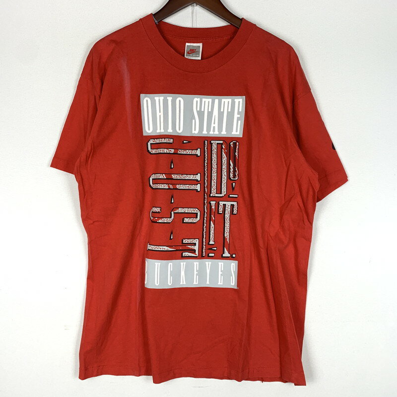 Rakuten - 【現状渡し品】【メンズ】 NIKE ナイキ 90's OHIO STATE BUCKEYES S/S TEE 90年代 オハイオ ステイツ バックアイズ ショートスリーブ Tシャツ 半袖 トップス 148-260607-ko-08-tei サイズ：XL カラー：レッド 万代Net店