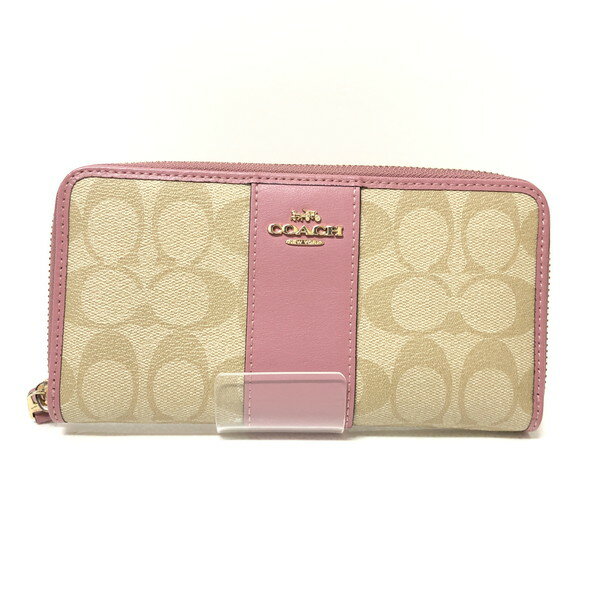 【中古品】【レディース】 COACH コーチ COACH F54630 シグネチャー ラウンドファスナー 長財布 181-241028-wy-16-tom カラー:ピンク 万代Net店