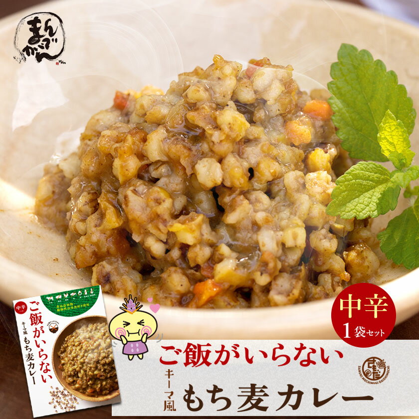 【送料無料】1食 ご飯がいらない キーマ風もち麦カレー 中辛 180g 1袋 香川県 無添加 中辛簡単調理 大人向け カレー 讃岐もち麦ダイシモチ がたっぷり入ったご飯なしで十分ご満足いただけるカ…