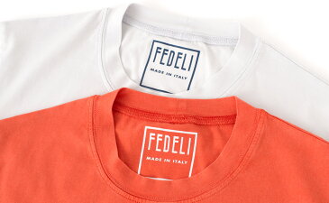 FEDELI 【フェデーリ / フェデッリ】 GIZA45 ギザコットン ショートスリーブ クルーネックカットソー ・mod. EXTREME ・col. valencia orange , ice gray (バレンシアオレンジ , アイスグレー) 【春夏】