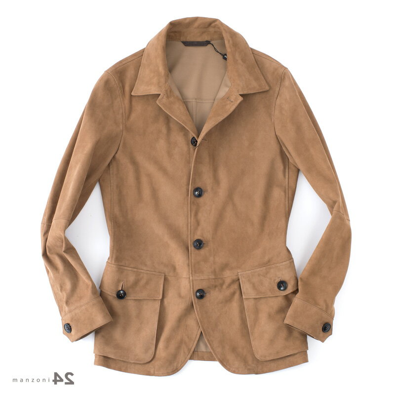 manzoni24 【マンツォーニ ベンティクワトロ】 ラムスエード サファリジャケット・mod. 21PU181-L15 ・col. TABACCO (ベージュ) ・made in Italyのサムネイル