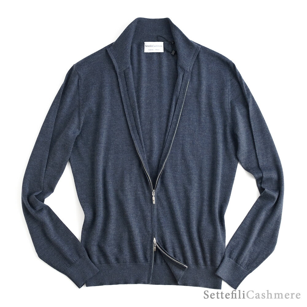 Settefili Cashmere セッテフィーリ カシミア ・シルクカシミヤ ジップアップカーディガン ・art. J9040GZF ・col. NAVY ネイビー ・made in Italy