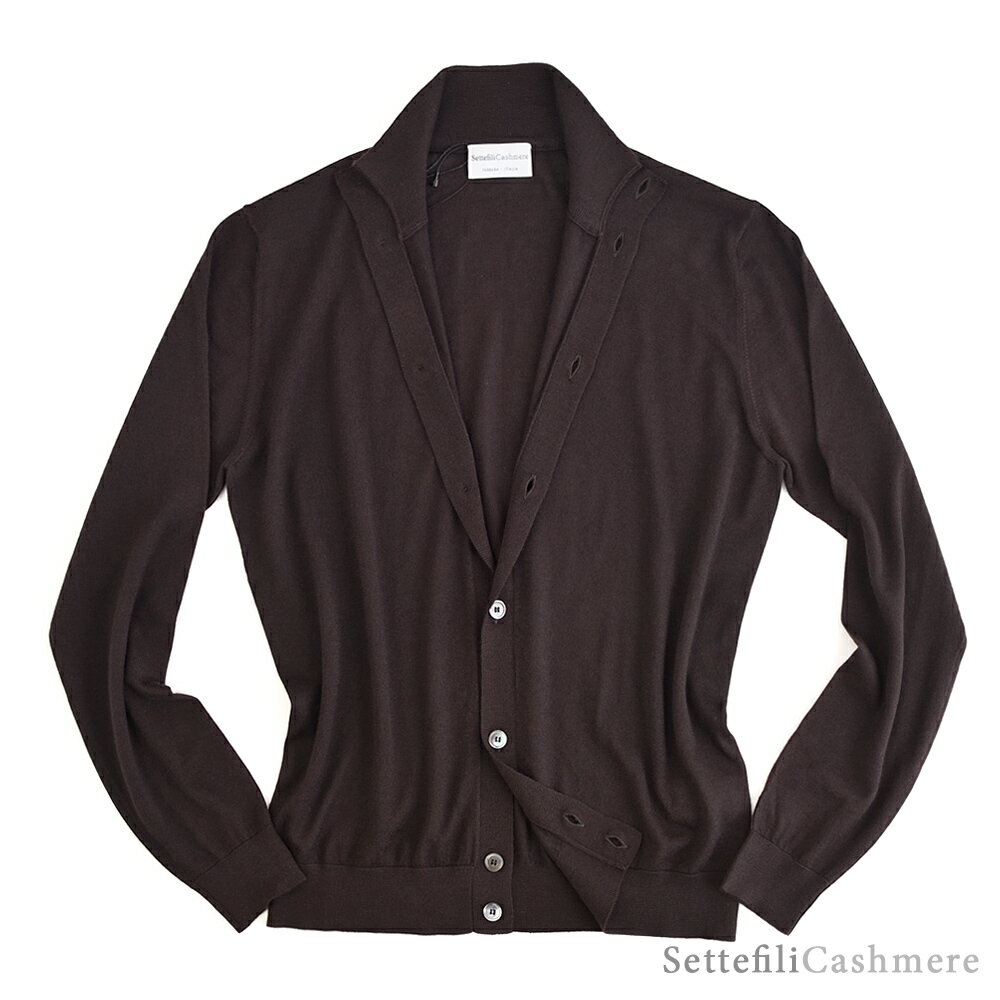 Settefili Cashmere セッテフィーリ カシミア ・カシミヤシルク ハイネックカーディガン ・art. J9040GBF ・col. espresso エスプレッ..