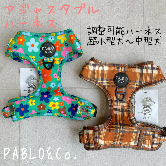 PABLO&Co. ハーネス harness 調節可能 アジャスター 犬 犬用品 犬具 犬用 犬用品 胴輪 首輪 カラー リード 柄 総柄 カラフル おしゃれ オシャレ ペットグッズ 散歩 速乾 メッシュ パブロ　フィット　抜けにくい　濡らせる 超小型犬 小型犬 中型犬