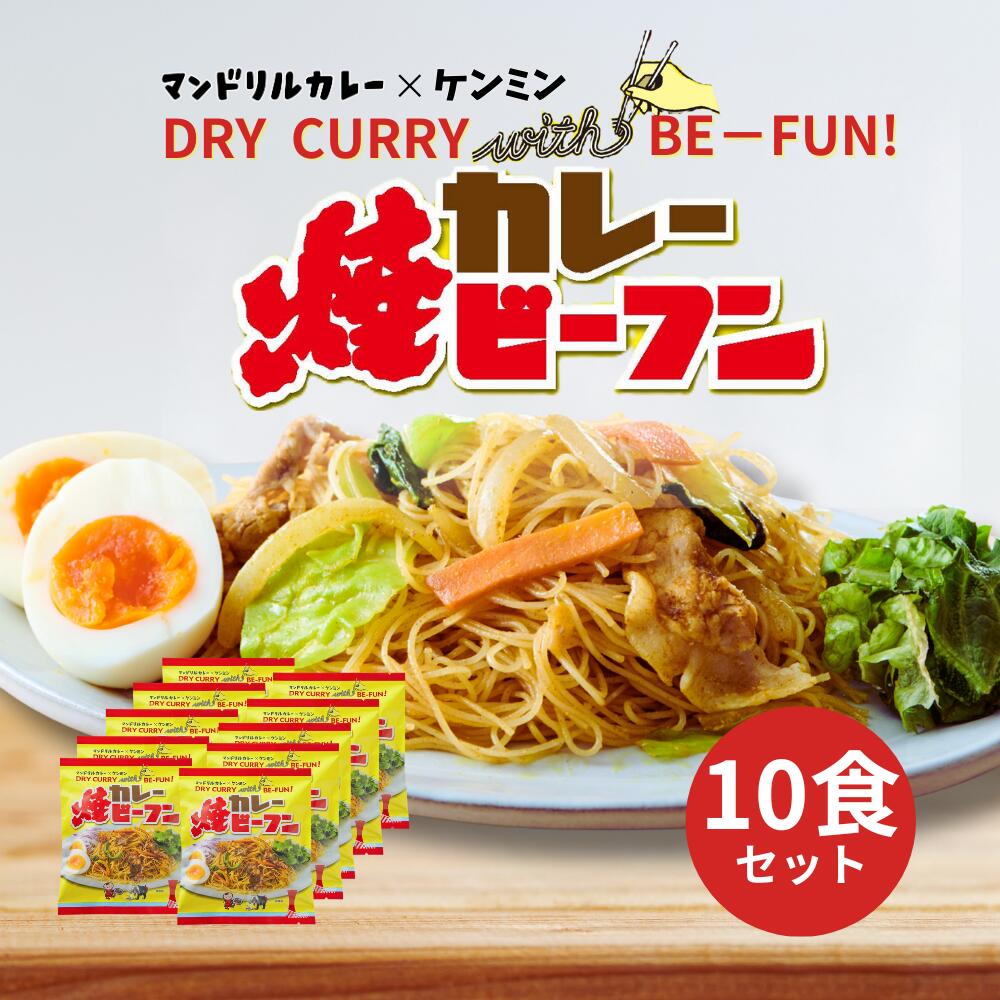 20種類以上のスパイスで本格的な味に！ カレー焼ビーフン 10食セット 送料無料 マンドリルカレー×ケン..