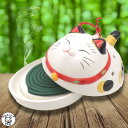 蚊遣り おしゃれ 蚊遣器 蚊やり 陶器 猫 蚊取り線香入れ ホルダー 立て 陶器 かわいい スタンド 容器 アウトドア 屋外 【幸せこいこい猫蚊遣り器(平型)】...