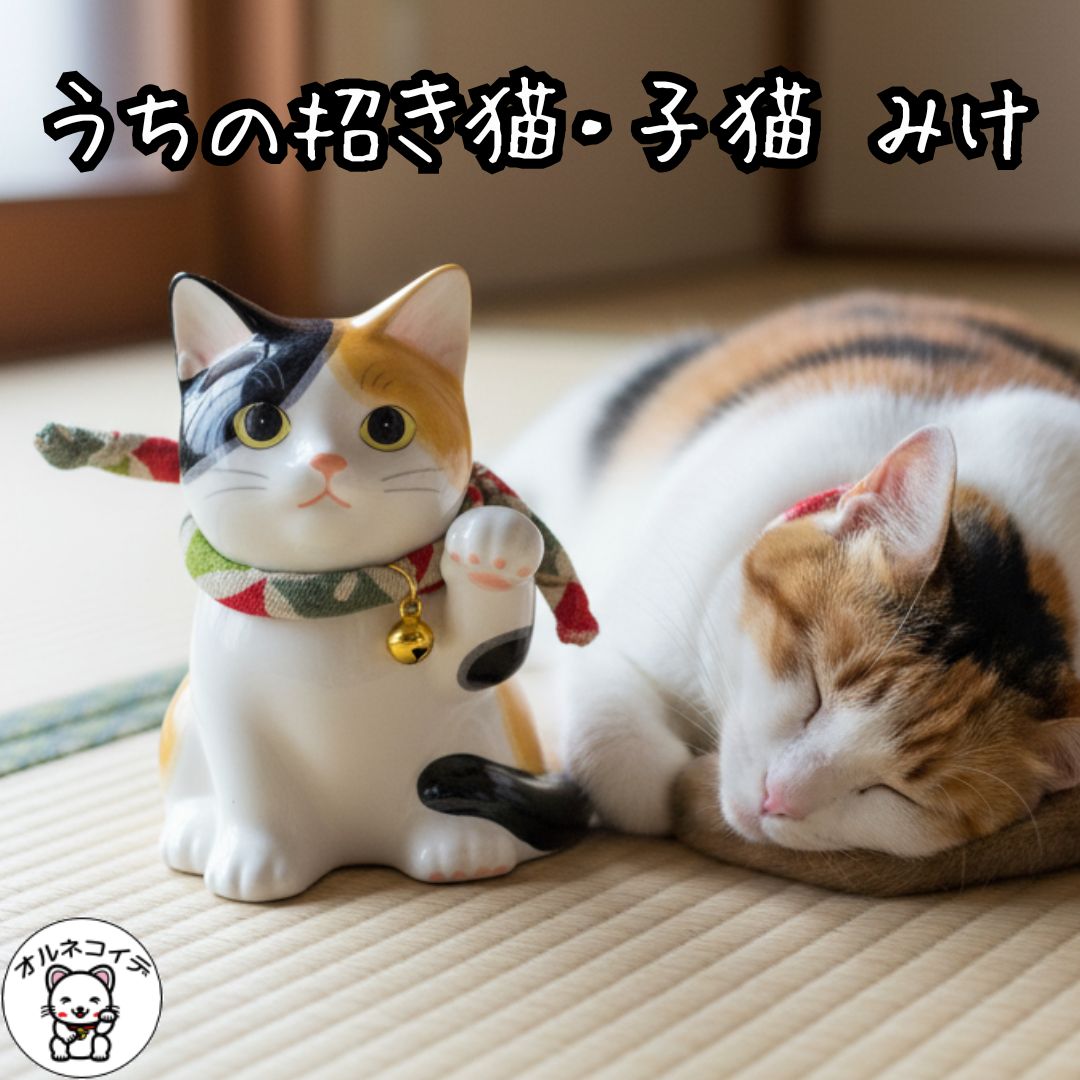 古い招き猫 土人形　三毛猫　希少品　アンティーク　縁起物　金運　恋愛運　ペア 楽天市場】招き猫 三毛猫の通販