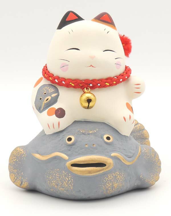 地震除け福々猫（2143-11-95）【招き猫専門店 開運アイテム 招き猫 販売 風水 玄関 風水 グッズ 置物 地震対策 物 開店祝い 縁起物 の オルネコイデ 地震 魔除けグッズ 魔除けグッズ　玄関 猫好き