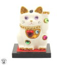 ネイルサロン 開店祝い 招き猫 置物 デコレーション【デコレーション猫 左手招き(ピンク)】置物台付き 専門店 6cm 招き猫 猫 ビジュー 恋愛運 風水 女性 美容院 お祝い 猫好き 小さめ 縁起物 箱入り デコ リュウコドウ 左手招き猫 左手上げ