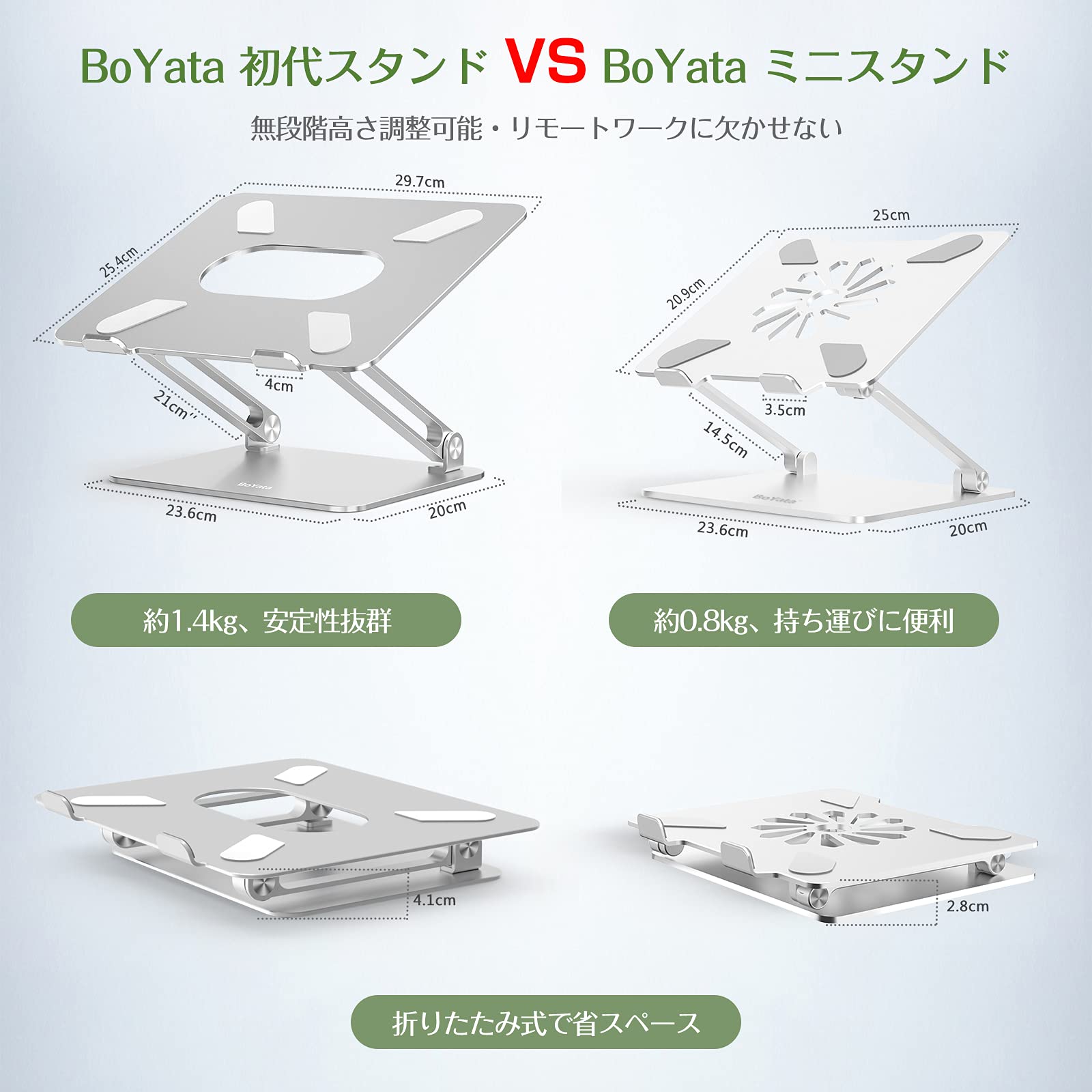 BoYata ノートパソコン スタンド ミニ スタンド PCスタンド パソコンスタンド タブレットスタンド 無段階高さ調整 人間工学 姿勢改善 猫背解消 滑り止め付き 放熱対策 折りたたみ式 軽量 在宅勤務・リモートワーク Macbook/Macbook manelabo-10007760 マネラボ サンプル画像3