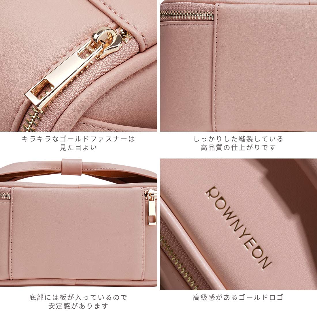 Rownyeon バニティポーチ 化粧ポーチ 大容量 かわいい ブラシ入れ 機能的 リボンハンドル 化粧ボックス 持ち運び 仕切り バニティケース コスメポーチ メイクポーチ コスメケース ミニメイクボックス 化粧品ケース 旅行用 携帯便利 ギフト プレ manelabo-10009323 マネラボ サンプル画像3