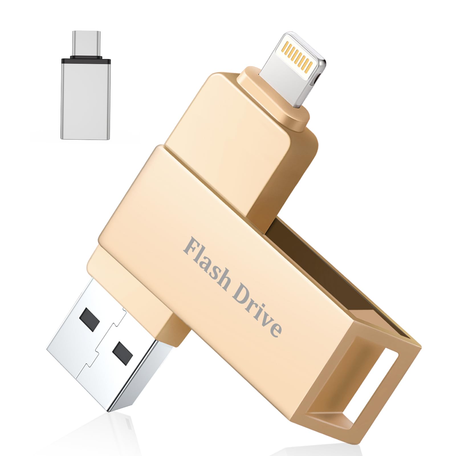 Rakuten - Vackiit「MFi認証取得」iPhone用 usbメモリ512GB スマホ写真データ保存 高速 USB 3.0 phone用外付けメモリiOS/Type-C/U-SB-A/Micro USB搭載 タイプc usbメモリ フラッシュメモリ 高速 データ