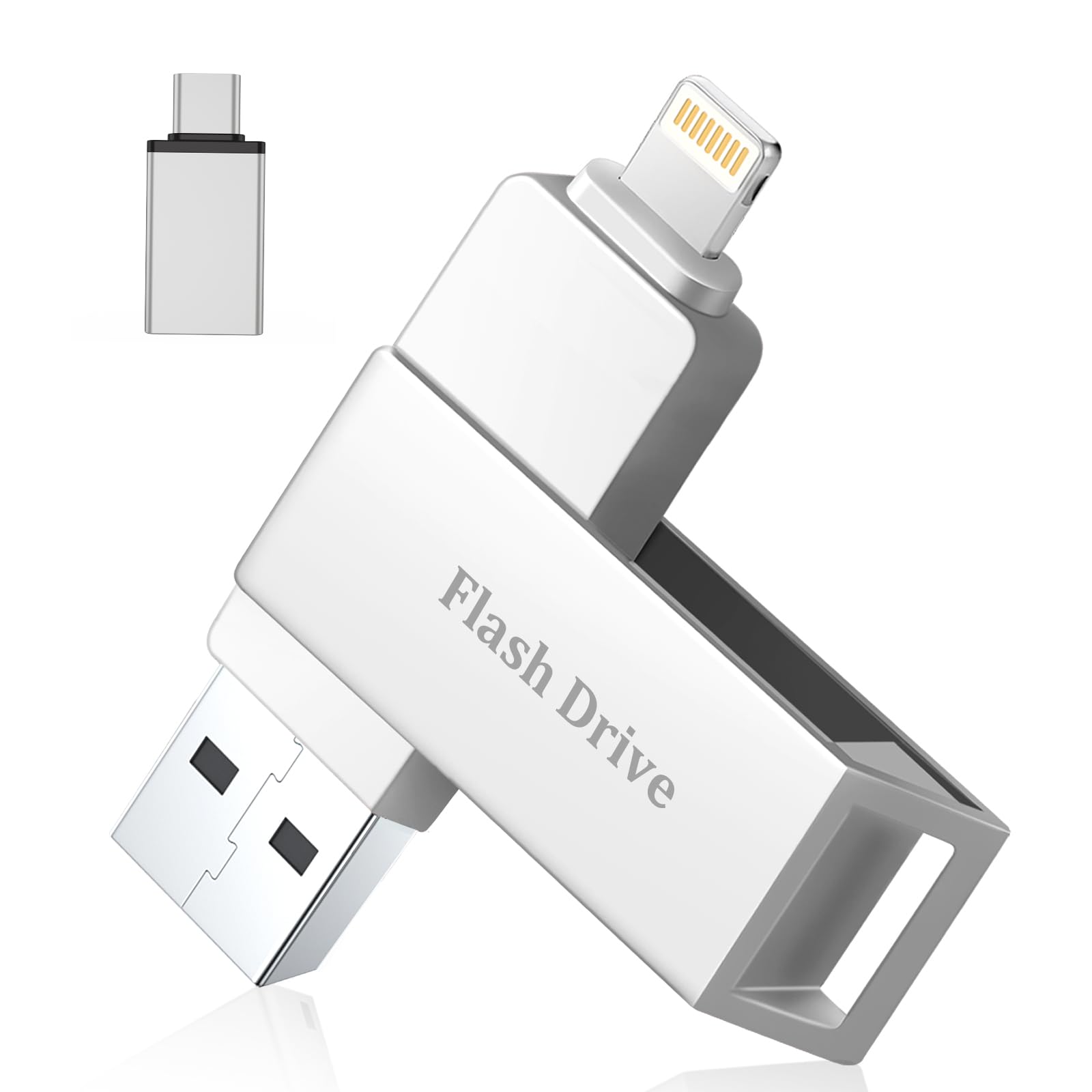 Rakuten - Vackiit「MFi認証取得」iPhone用 usbメモリ128GB phone 写真データ保存 usb iphone対応 高速 USB 3.0 phone用外付けメモリiPhone/iPad/Win/Mac兼用 タイプc usbメモリ セキュリティ機
