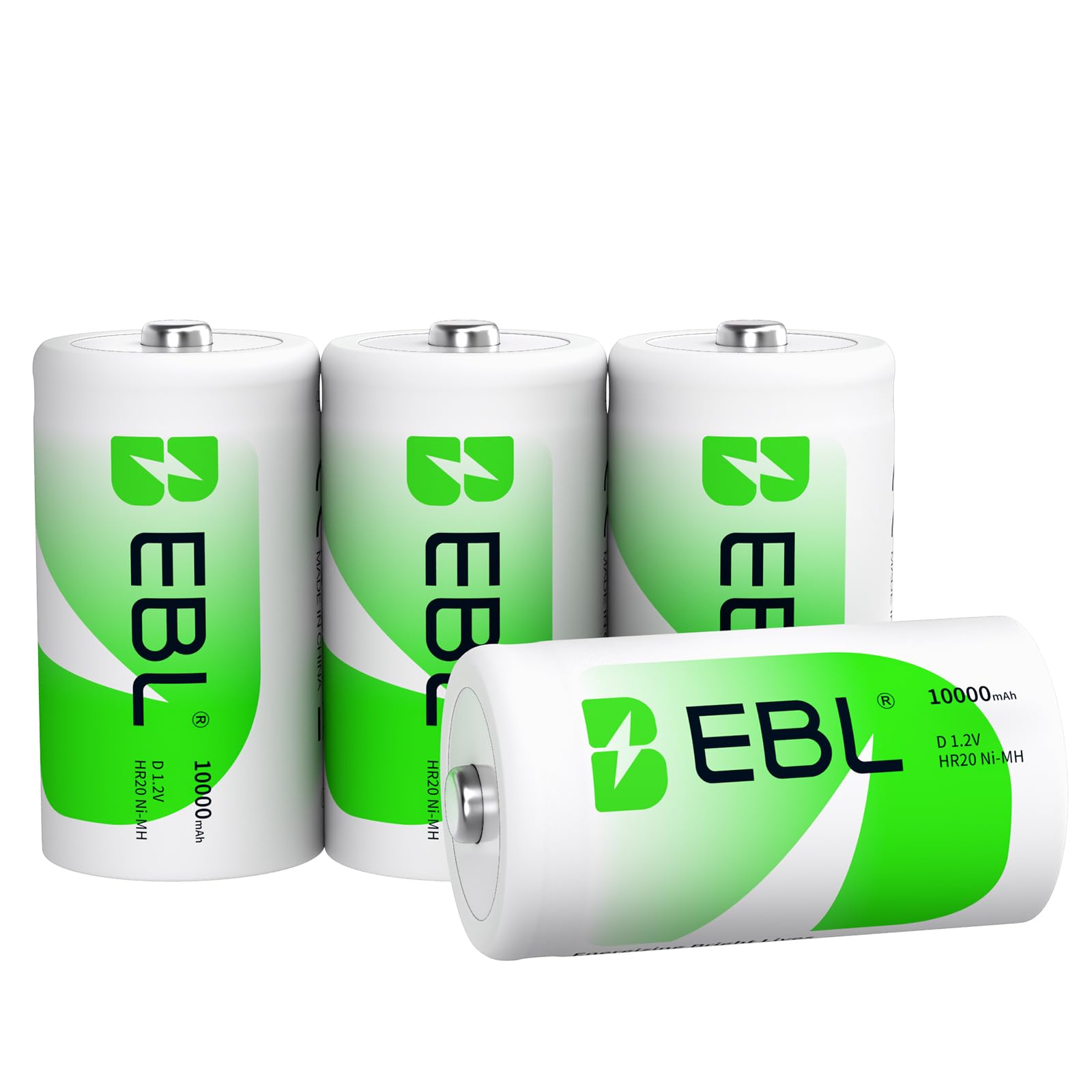 EBL 単1電池 充電式 4本入り 電池ケース2個付き 1.2V大容量 10000mAhで長持ち 約1200回使用可能 おもちゃ、LED懐中電灯、ラジオ、ゲームカメラ、給湯器に適用 単1充電池