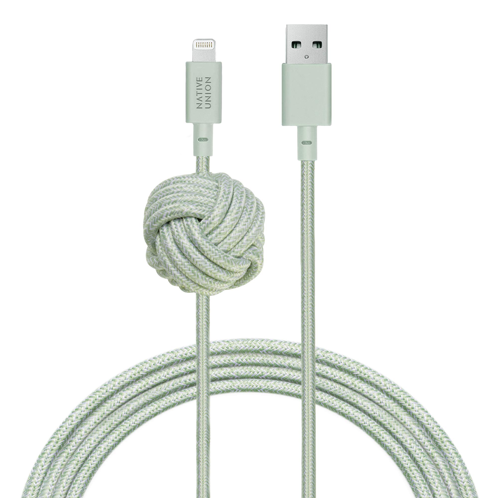 NATIVE UNION  NIGHT Cable USB-A to ライトニング 高耐久 充電ケーブル アンカーノット付き -  iPhone/iPad対応 (3メートル)(Sage)