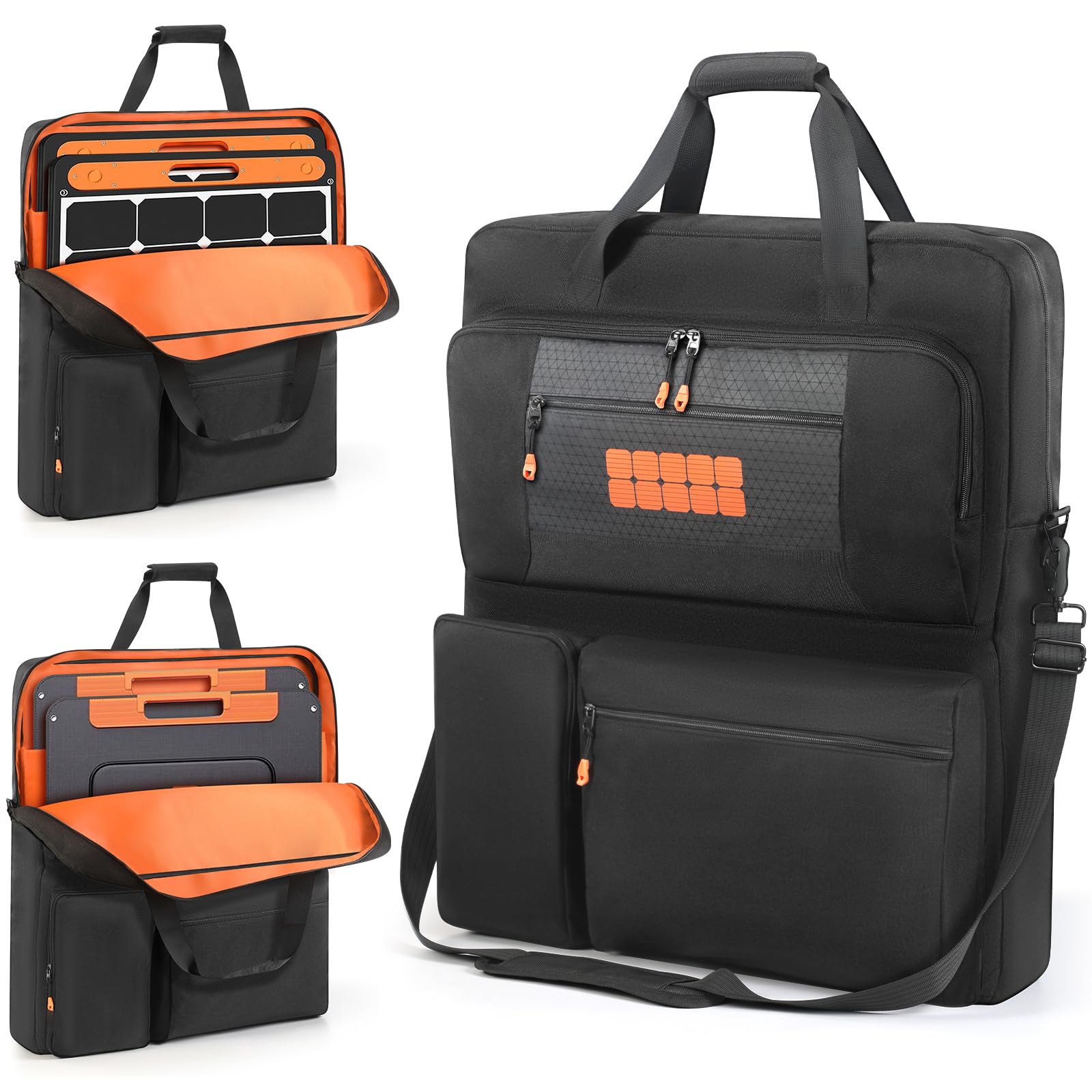 ソーラーパネル収納バッグ Jackery SolarSaga 100W/100X/200W、ZOUPW 100W 110w 200w に適合して [防水・耐衝撃・高密度] ソーラーパネルバッグ 複数のポケットと取り外し可能なショルダーストラップ (67.