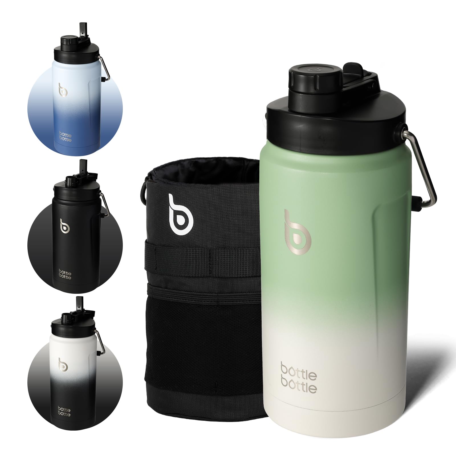Rakuten - ジャグ 2000ml 水筒 2リットル 注ぎ飲み ストロー飲み 広い口径 洗いやすい 大容量 水分補給 カバー付き ステンレスボトル 保温保冷 男の子 女の子 大人 子供 部活 アウトドア スポーツ グリーン green gray