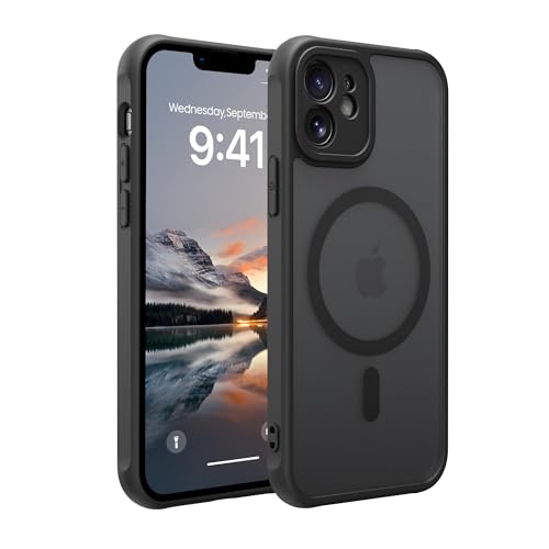 iPhone12 ケース マット感 半透明 MagSafe対応 スマホケース iphone 12 マグネット搭載 アイフォン 12 用 カバー 耐衝撃 黄ばみなし ストラップホール付き マグセーフ対応 ワイアレス充電対応 マット PinLiSheng(ブ