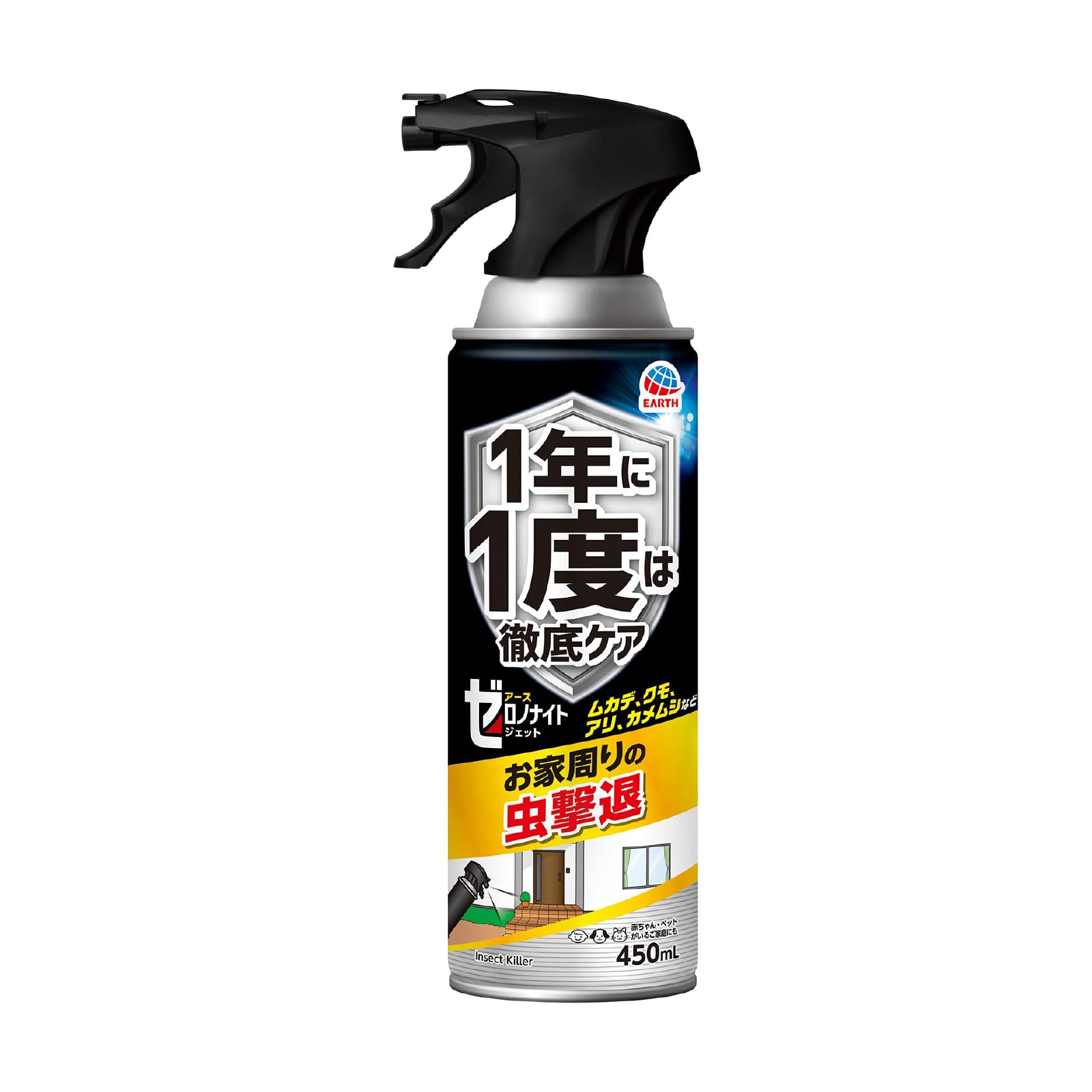 ゼロノナイト イヤな虫用 ジェット 害虫駆除スプレー 450ml 害虫 駆除 侵入防止 予防 屋外 ムカデ クモ アリ カメムシ
