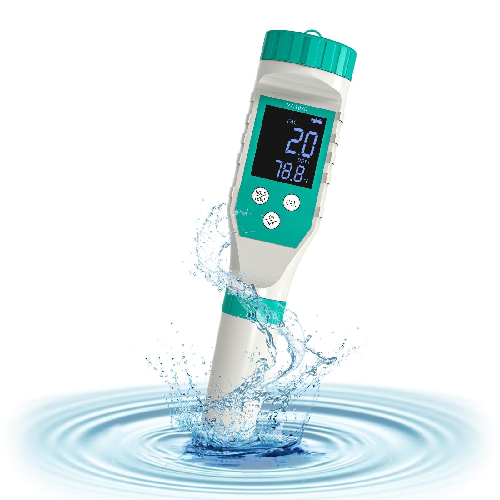 遊離残留塩素測定器 Slyfox pH測定器 水質テスター 7 in 1 PH/EC/TDS/塩分濃度/ORP/FAC/温度  水道水 水槽 水耕栽培 日本語取扱説明書付き 校正剤付き 自動温度補償