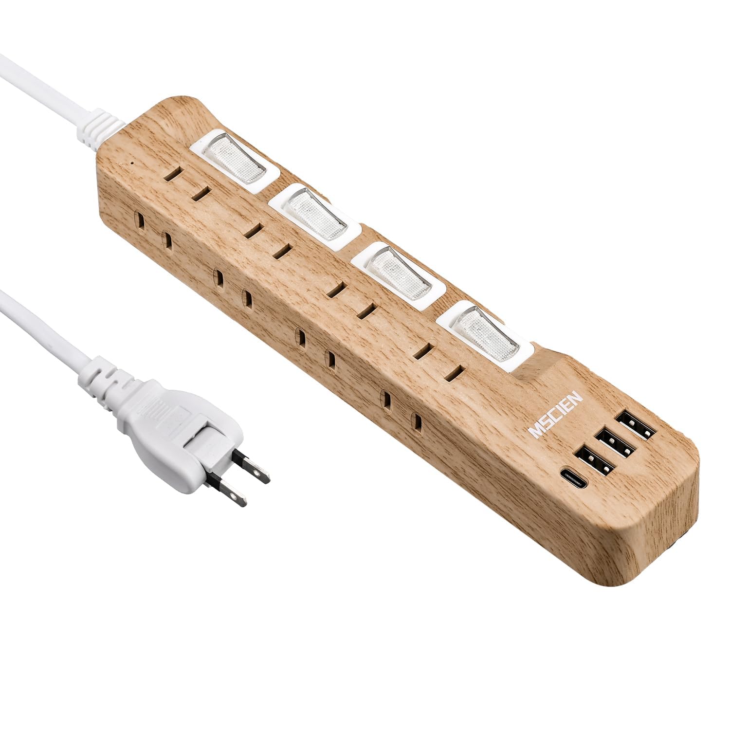 樂天商城 - Mscienエムサイン 延長コード 3m 電源タップ usb付き 雷ガード 8AC口 3usb-a 1usb-c マルチタップ スイッチ たこあしコンセント 分岐 oa テーブルタップ スイングプラグ 壁掛け 木目調