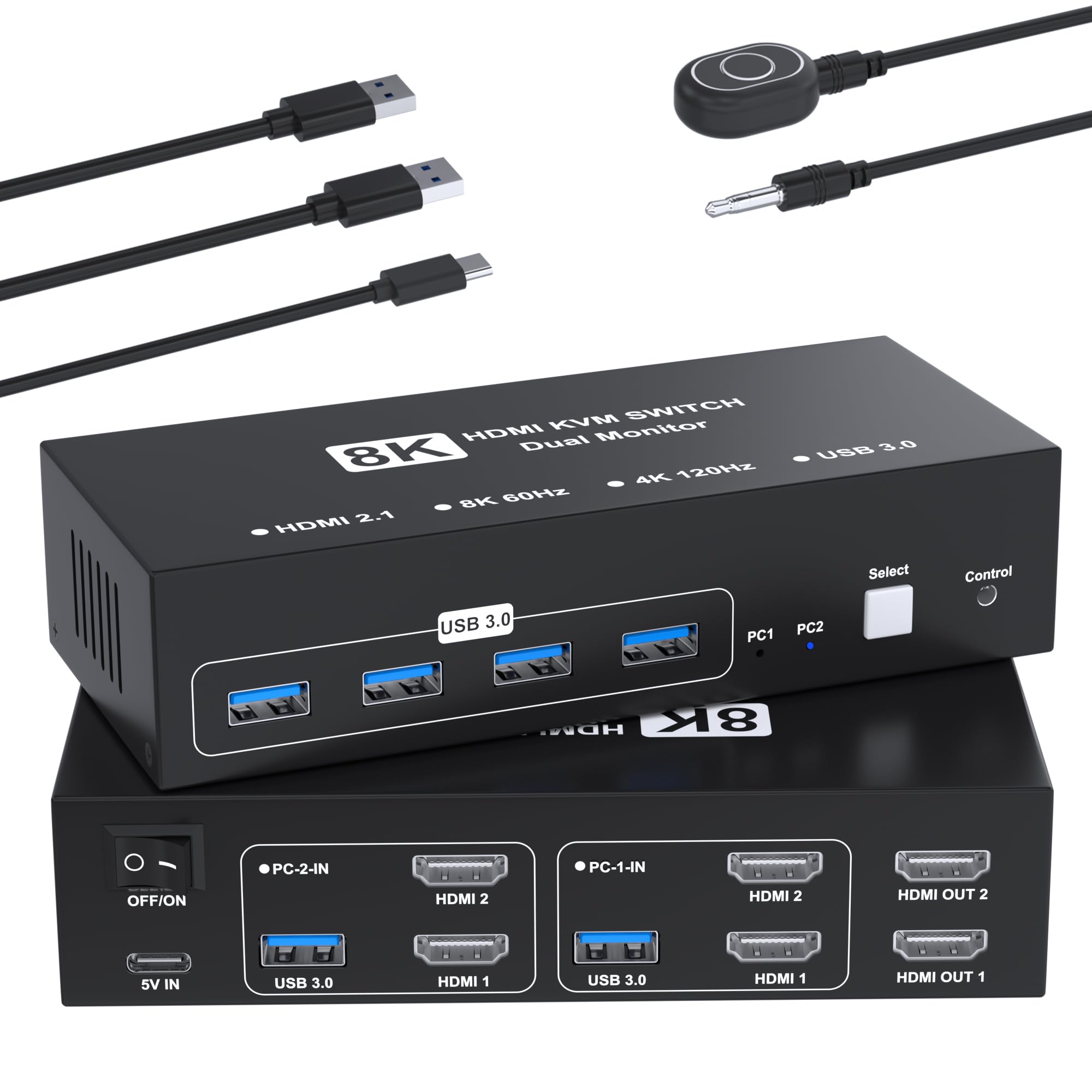 乐天商城 - 8K@60Hz HDMI KVMスイッチ 2入力2出力 HDMI KVM 切替器 パソコン2台モニター2台切り替え 4つのUSB 3.0ポート キーボード/マウス/プリンター/他のデバイス対応 パソコン切替機 PC 切替機 USB 切替器 HDMI セレ