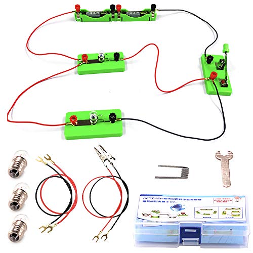 DETEKER 電気回路実験キット 知育学習 科学実験 小学生 中学生 理科 自由研究 豆電球 実験 セット サイエンス実験 直列 並列 回路実