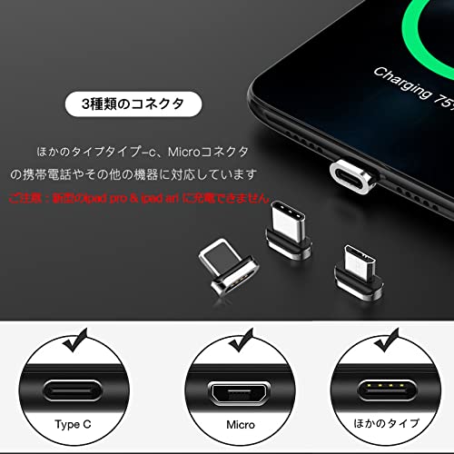 SUNTAIHO �ޥ��ͥåȽ��ť����֥� USB Type-c �ޥ��ͥåȥ����֥��1.2M+1.2M+1.2M/3�ܥ��åȡ�3A��®����&�ǡ����̿� ���� ����