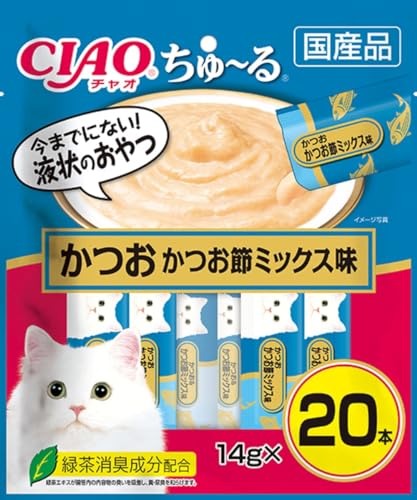 チャオ (CIAO) ちゅ~る かつお かつお節ミックス味 14g×20本 猫用おやつ 送料無料