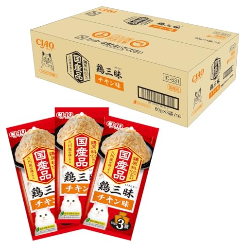 チャオ (CIAO) 鶏三昧 チキン味 60g×3袋×16個 (セット) 猫用 ウェットフード 送料無料