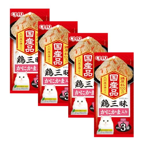 乐天商城 - チャオ(CIAO)鶏三昧かにかま入り60g×3袋4個セット 送料無料