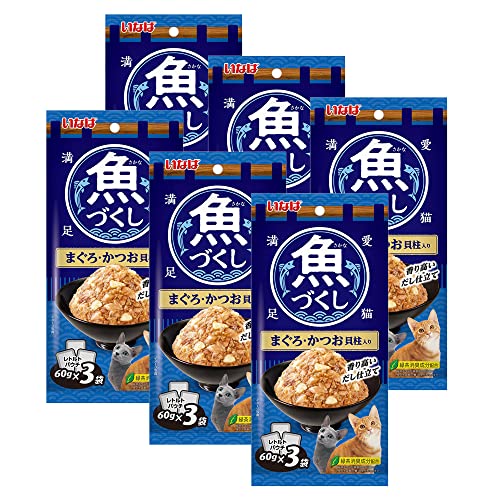 チャオ (CIAO) いなば 魚づくし まぐろ・かつお 貝柱入り 60g×3袋 6個セット 送料無料