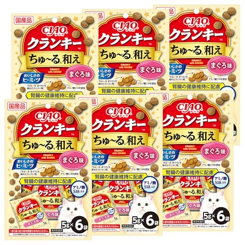 CIAO (チャオ) クランキーちゅ〜る和え アミノ酸S18入り まぐろ味 5g×6袋 6個セット 送料無料